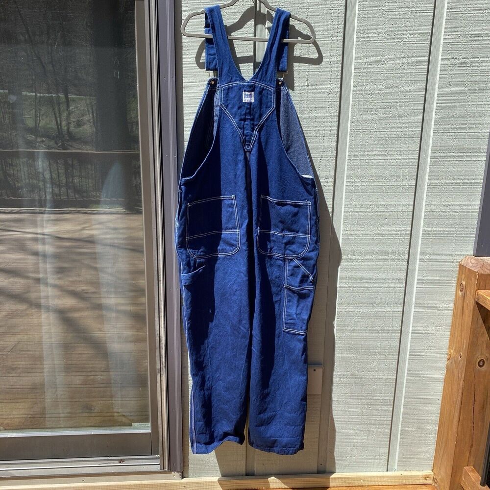 Liberty Overalls Men 44 Blue Jeans Bib Baggy Carpenter Cotton Denim 44x30 - Picture 6 of 8